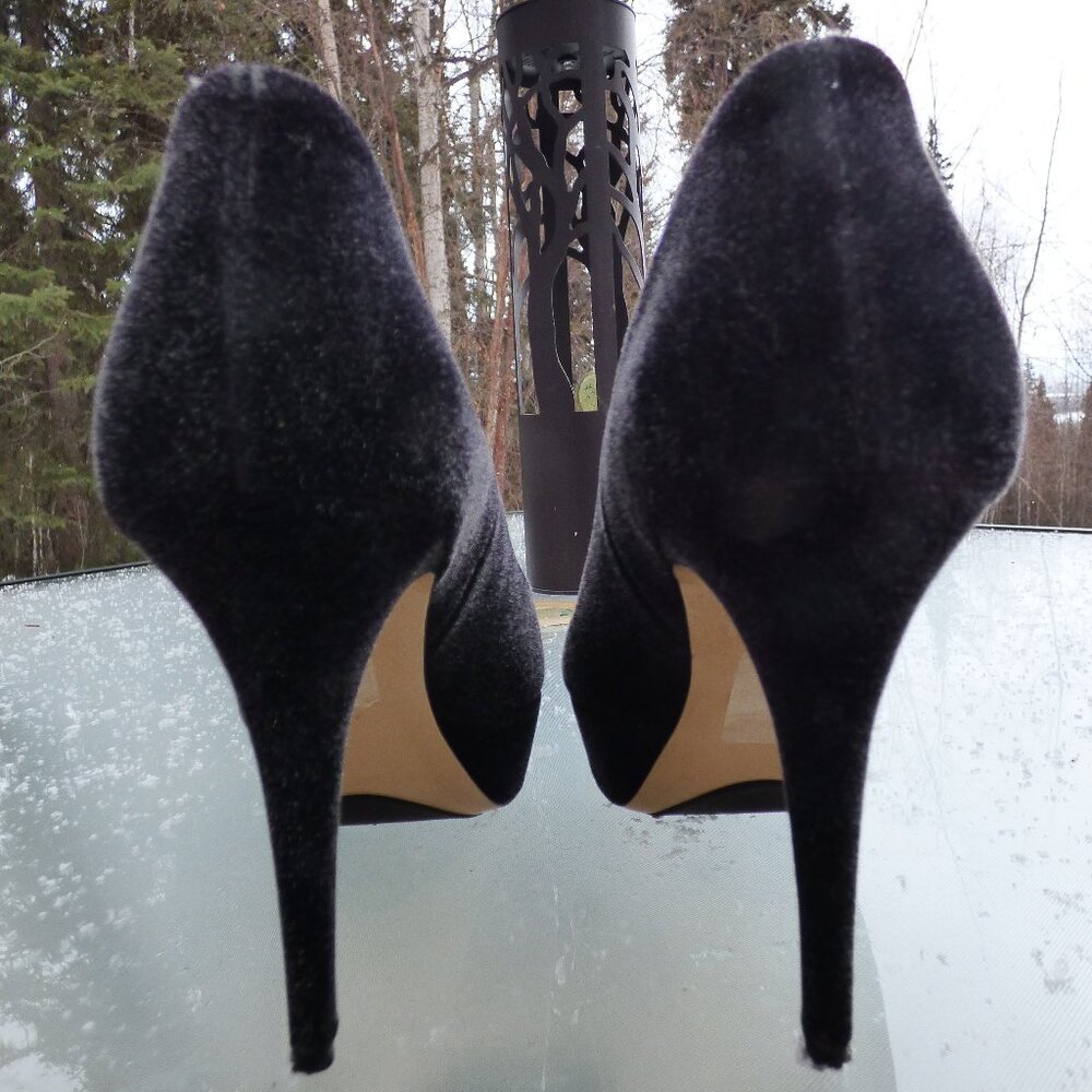 HOEGL GOTH WEDDING BLACK FUZZY FEEL HIGH HEELS CLOSED SHOES SIZE 9 - Picture 4 of 14